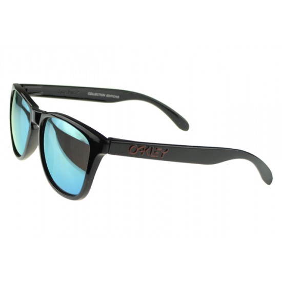 Oakley Frogskin Sunglass Black Frame Blue Lens-Oakley Most Fashionable Outlet